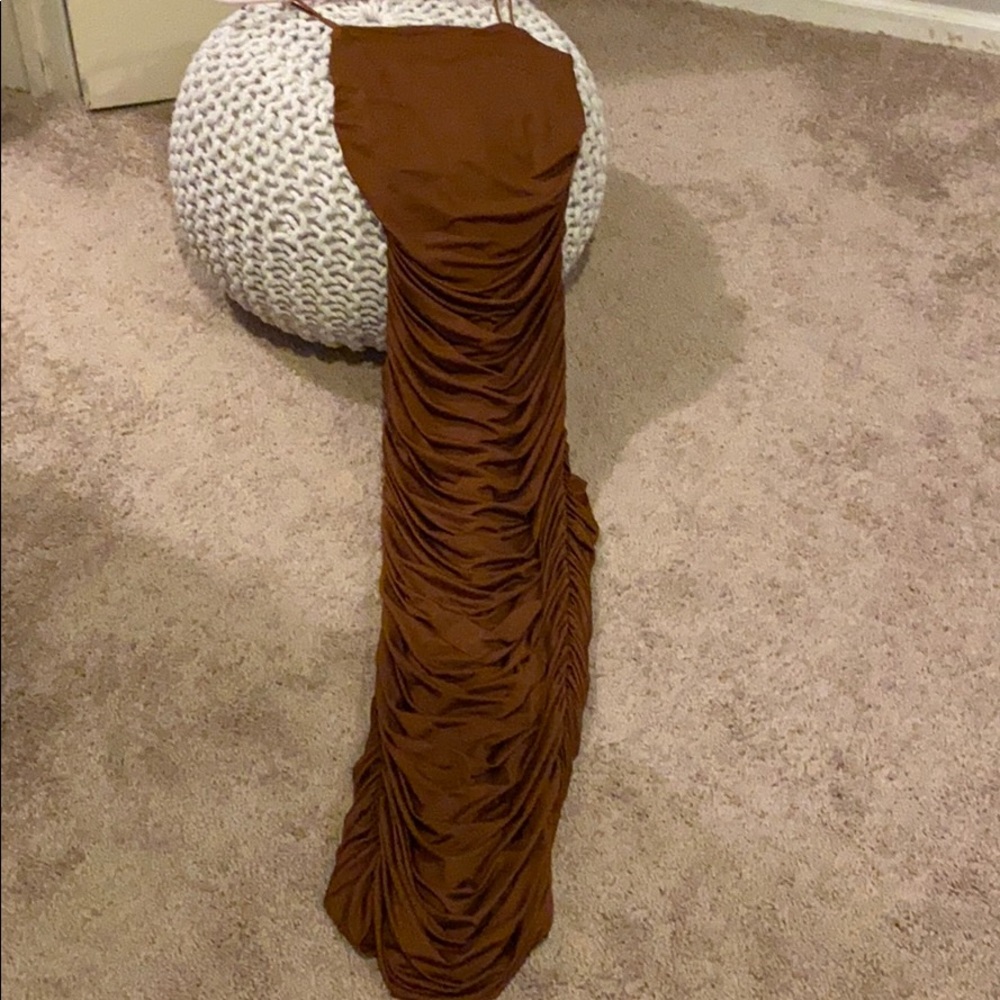 Chestnut Brown Rouged Dress Size M